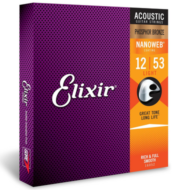 Elixir Phosphor Bronze Acoustic Guitar Strings, Light (.012-.053)