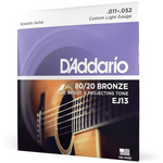 D'Addario 80/20 Bronze, Custom Light Acoustic Guitar Strings (.011-.052)